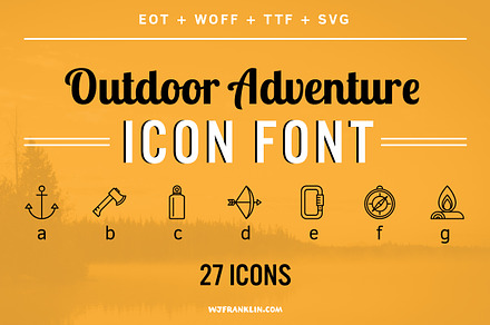 Outdoor Adventure Icon Font, a Symbol Font by Wes Franklin