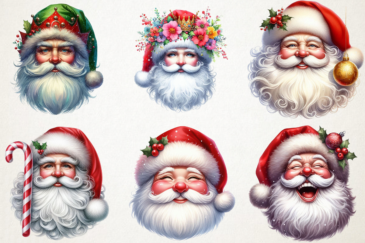 Jolly Santa Faces Clipart Collection, an Illustration by RobertsArt (Photo 5 of 7)