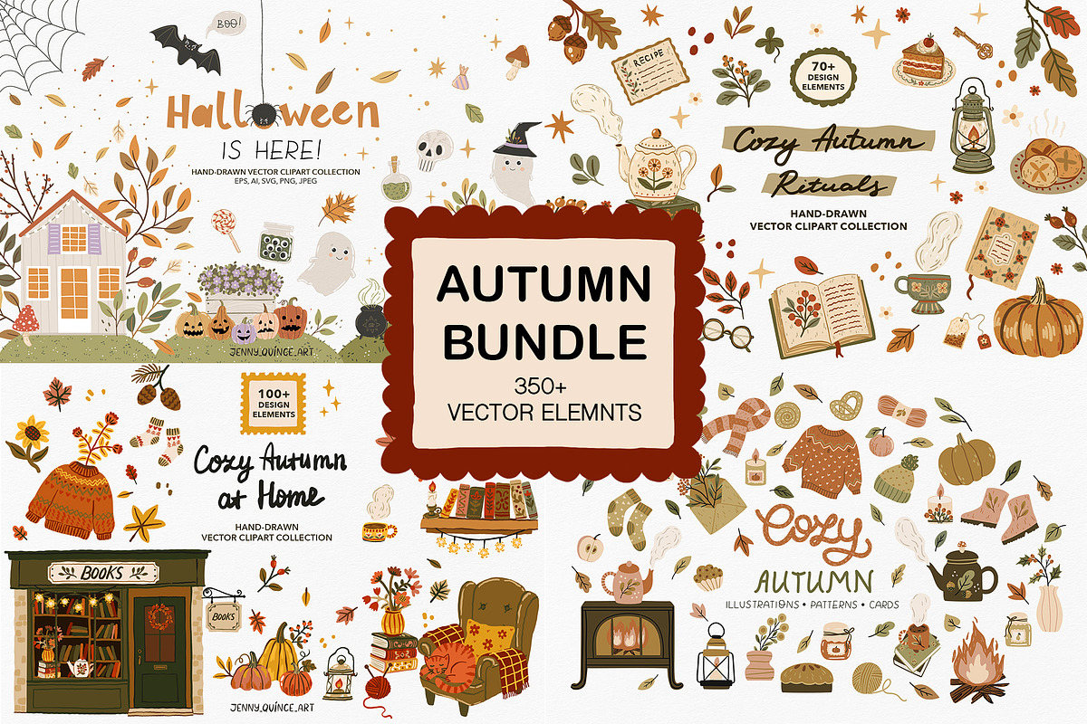 Autumn & Halloween Vector Bundle, a Seasonal Illustration by Jenny Quince (Photo 1 of 18)