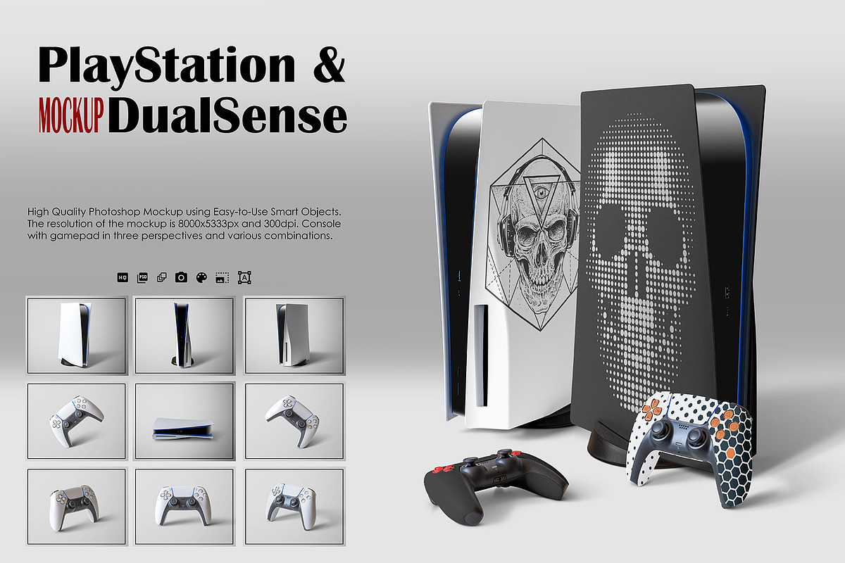 PS5 Console & DS GamePad Mockup 8K, a Product Mockup by Zabiegala MP (Photo 1 of 9)