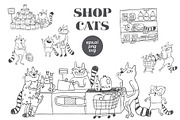 Sarcastic Shopping Cats Clipart, an Illustration by Anastasiya Klempach (Thumbnail 1 of 7)