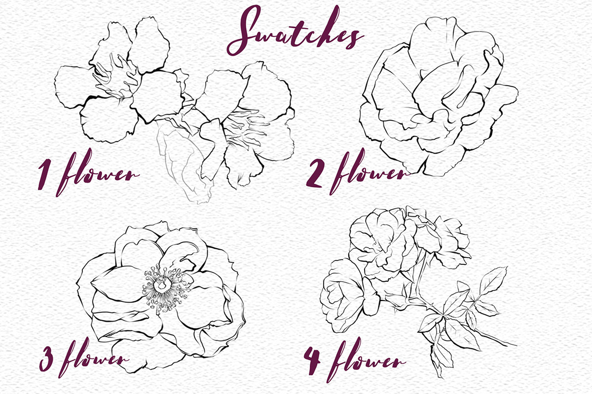 4 Flower Stamps - Procreate Brushes preview 2
