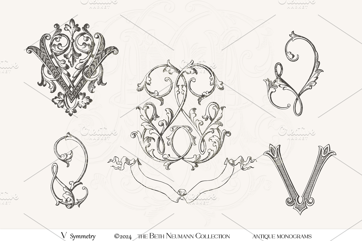 Antique Vintage Monogram Initial V, an Object Graphic by Antique Monograms (Photo 1 of 4)