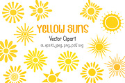 Yellow Sun Vector clipart collection, an Object Illustration by Contes_de_fée (Thumbnail 1 of 5)