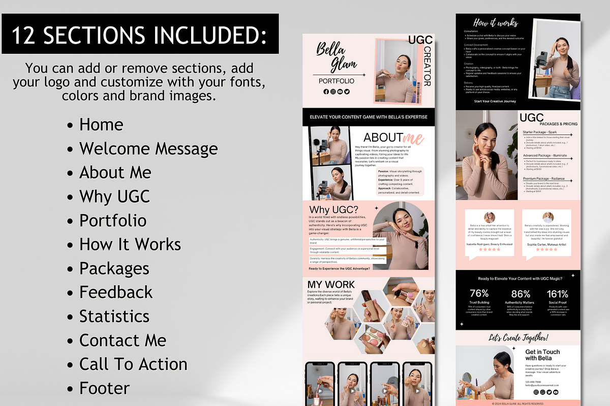 UGC Creator Website Canva Template, a Landing Page Template by Mindful Digital Co. (Photo 3 of 9)