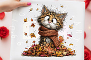 Watercolor Autumn Cat Clipart, a Transportation Illustration by Digital Artistic99 (Thumbnail 4 of 7)