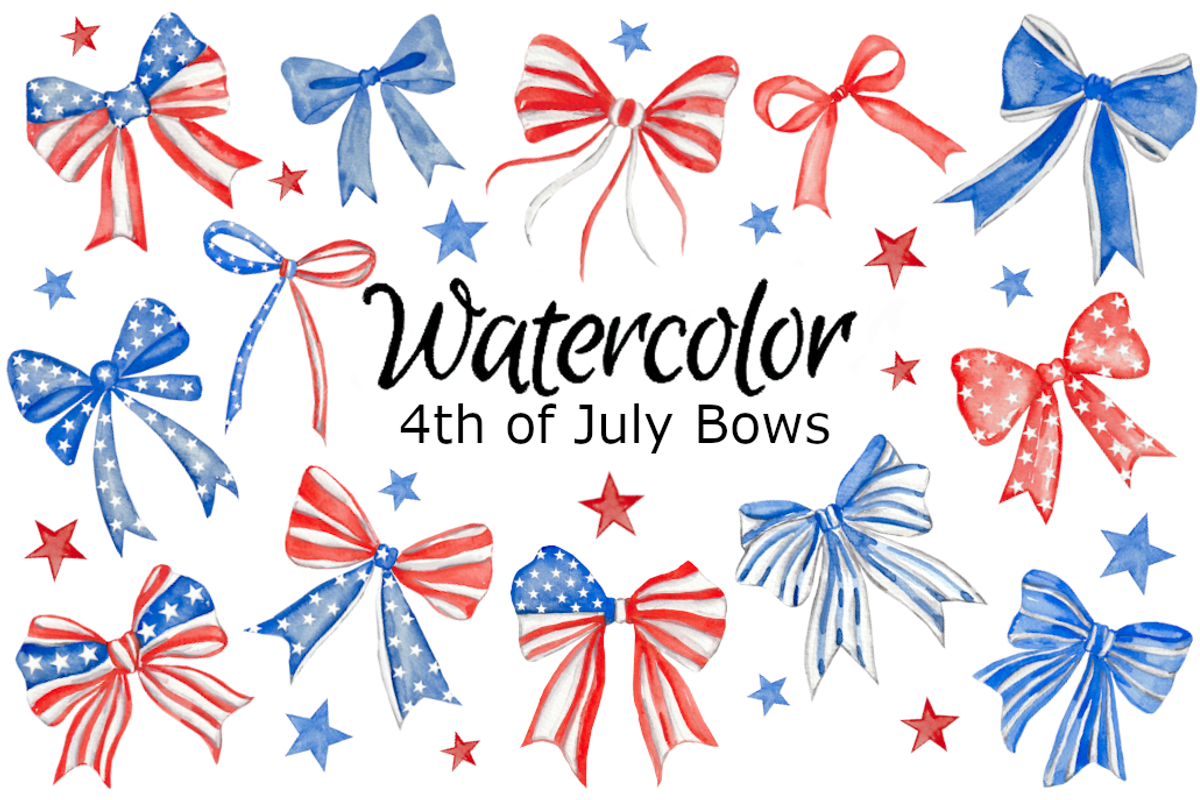 4th of July bows watercolor, a Background Graphic by GoodFairyClipArt (Photo 1 of 2)