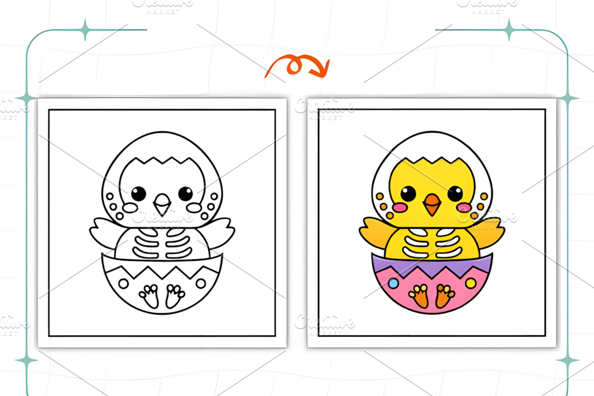 Spooky Easter Coloring Pages, a Seasonal Illustration by Ink Gallery (Photo 7 of 9)