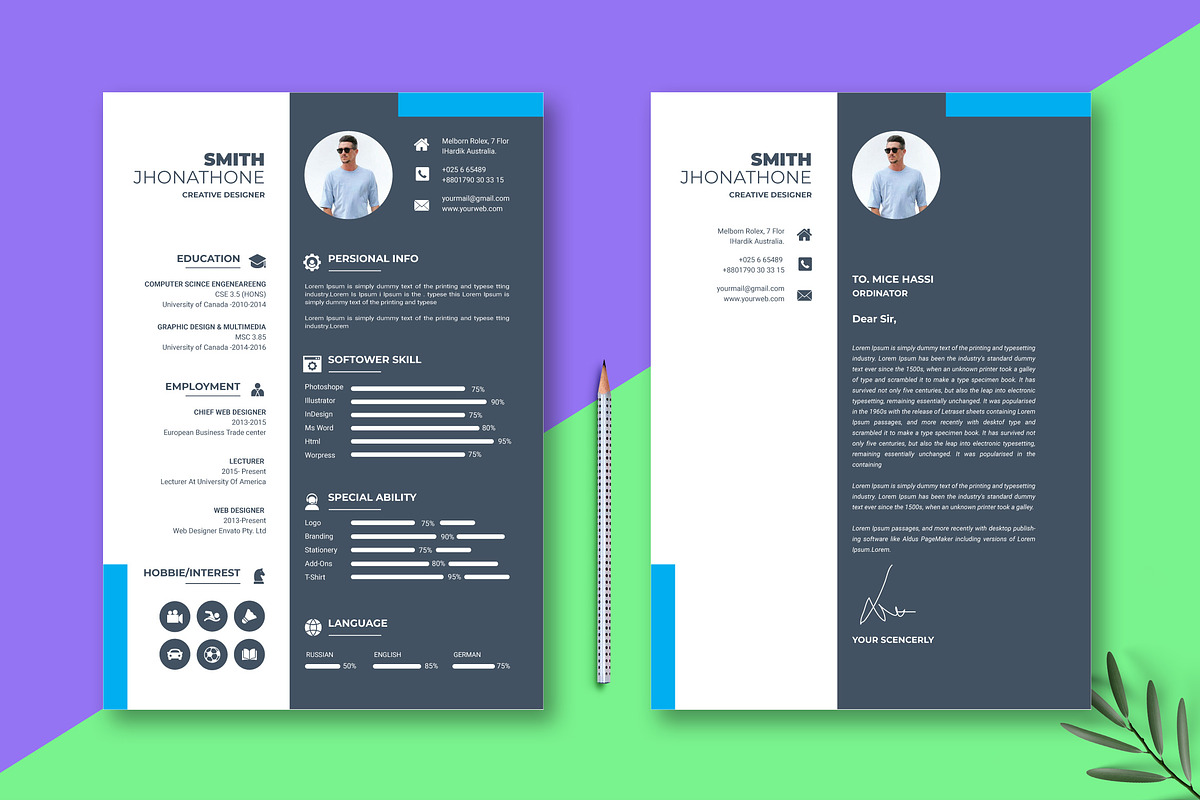 Modern Resume Design Template, a Resume Template by BrandlyTemplate