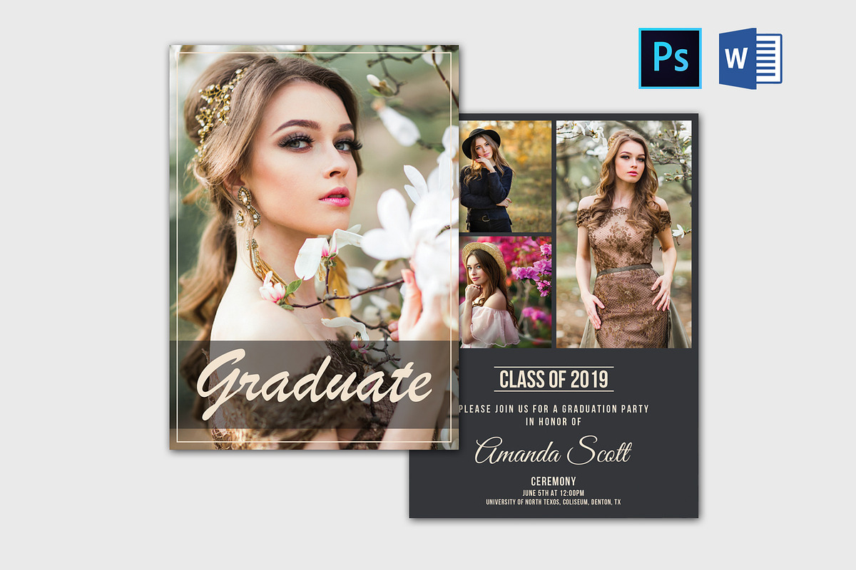 Graduation Announcement Template, a Card Template by Designscozy (Photo 4 of 5)