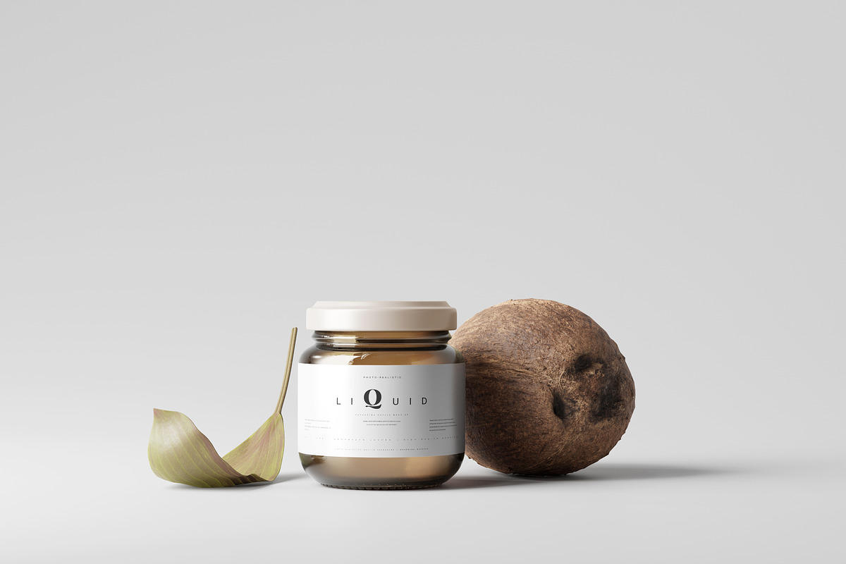 Amber Glass Jar Mockup, a Cups & Container Mockup by pmvch (Photo 7 of 10)