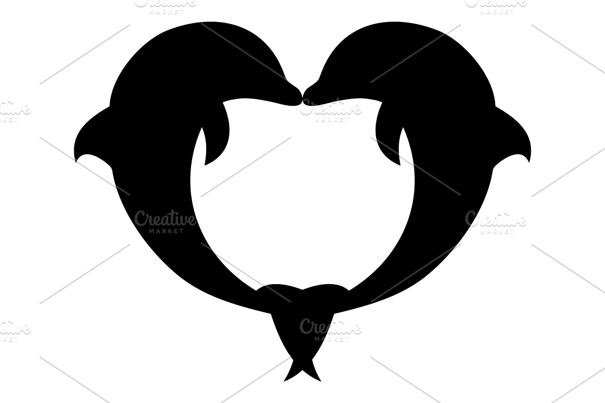 Two Dolphins in a Heart Shape, an Animal Illustration by Ghagra (Photo 2 of 4)
