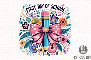 First Day of School Bow Pencil PNG, an Illustration by Designking (Thumbnail 1 of 4)