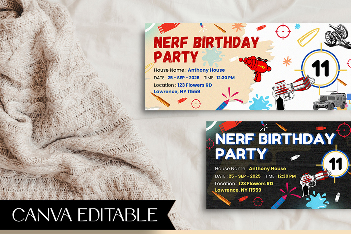 Nerf Birthday Invitation Ticket Temp, an Invitation Template by Snapybiz (Photo 3 of 11)