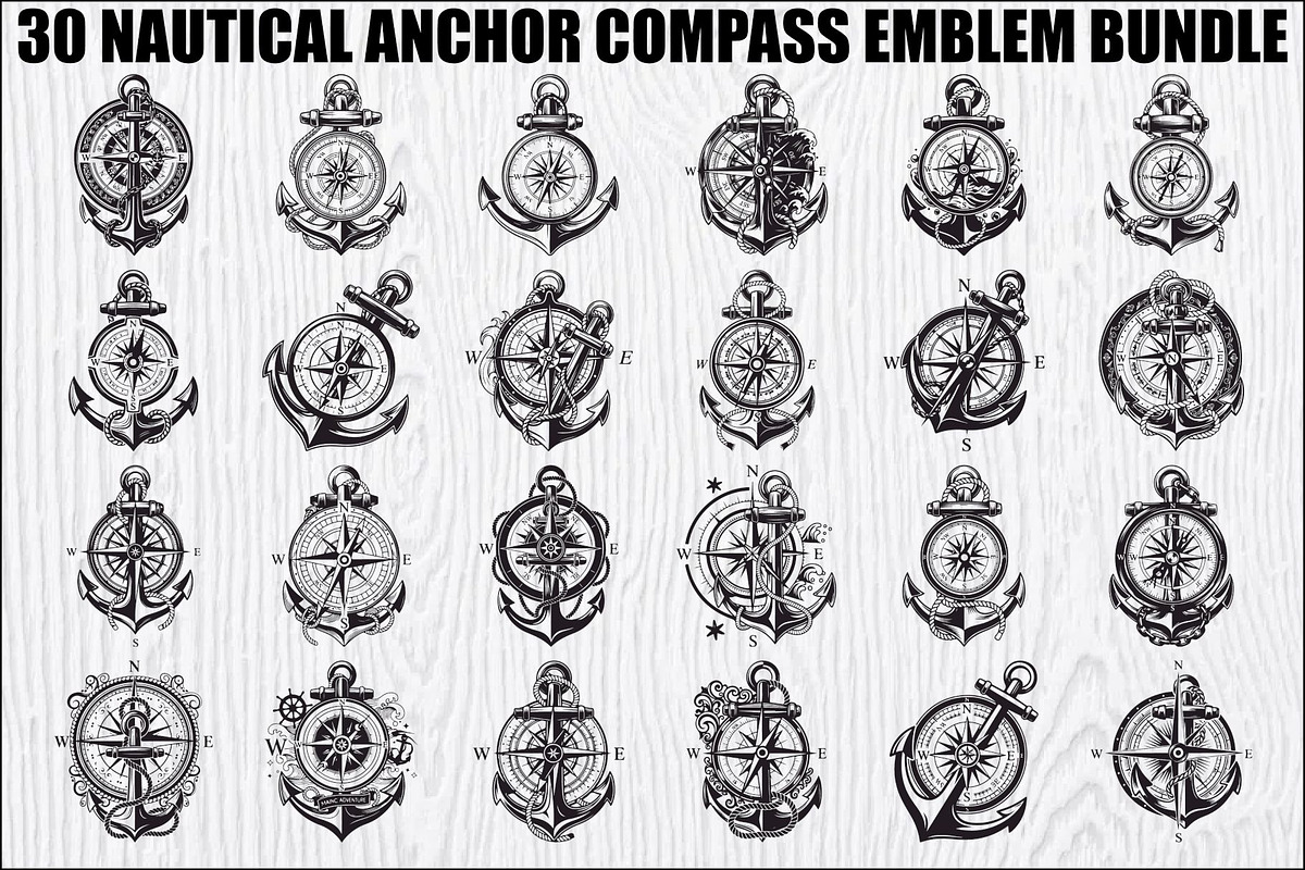Nautical Anchor Compass Bundle, an Illustration by Creativeshirt (Photo 1 of 31)