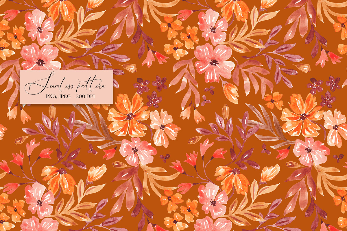 Fall floral seamless pattern, a Pattern Graphic by SirenaArt (Photo 5 of 19)