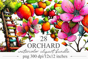 Orchard Watercolor Clipart, an Illustration by Designking (Thumbnail 1 of 5)