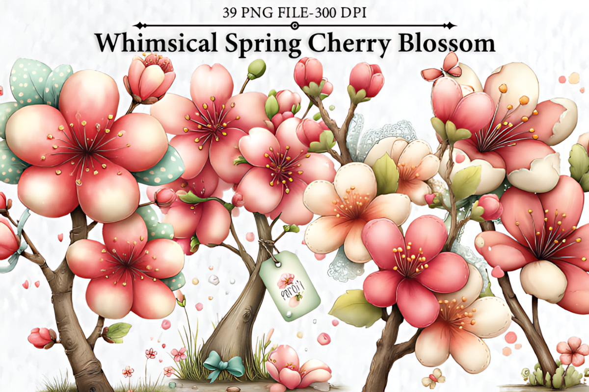 Whimsical Spring Cherry Blossom, a Seasonal Illustration by HueNestify (Photo 1 of 3)