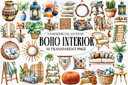 Watercolor Boho Interior Clipart, an Illustration by Designworld (Thumbnail 1 of 6)