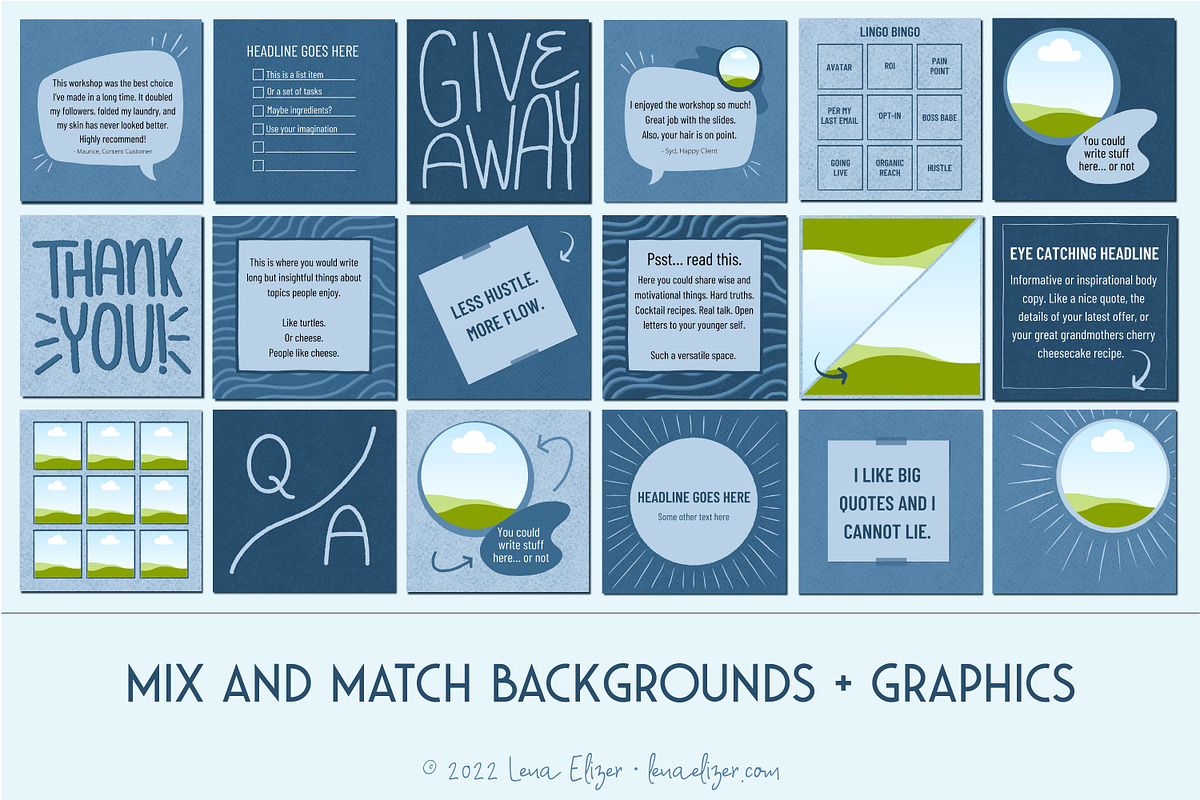 Dusty Blue Instagram Canva Templates, a Social Media Template by Lena Elizer Art + Design (Photo 6 of 6)
