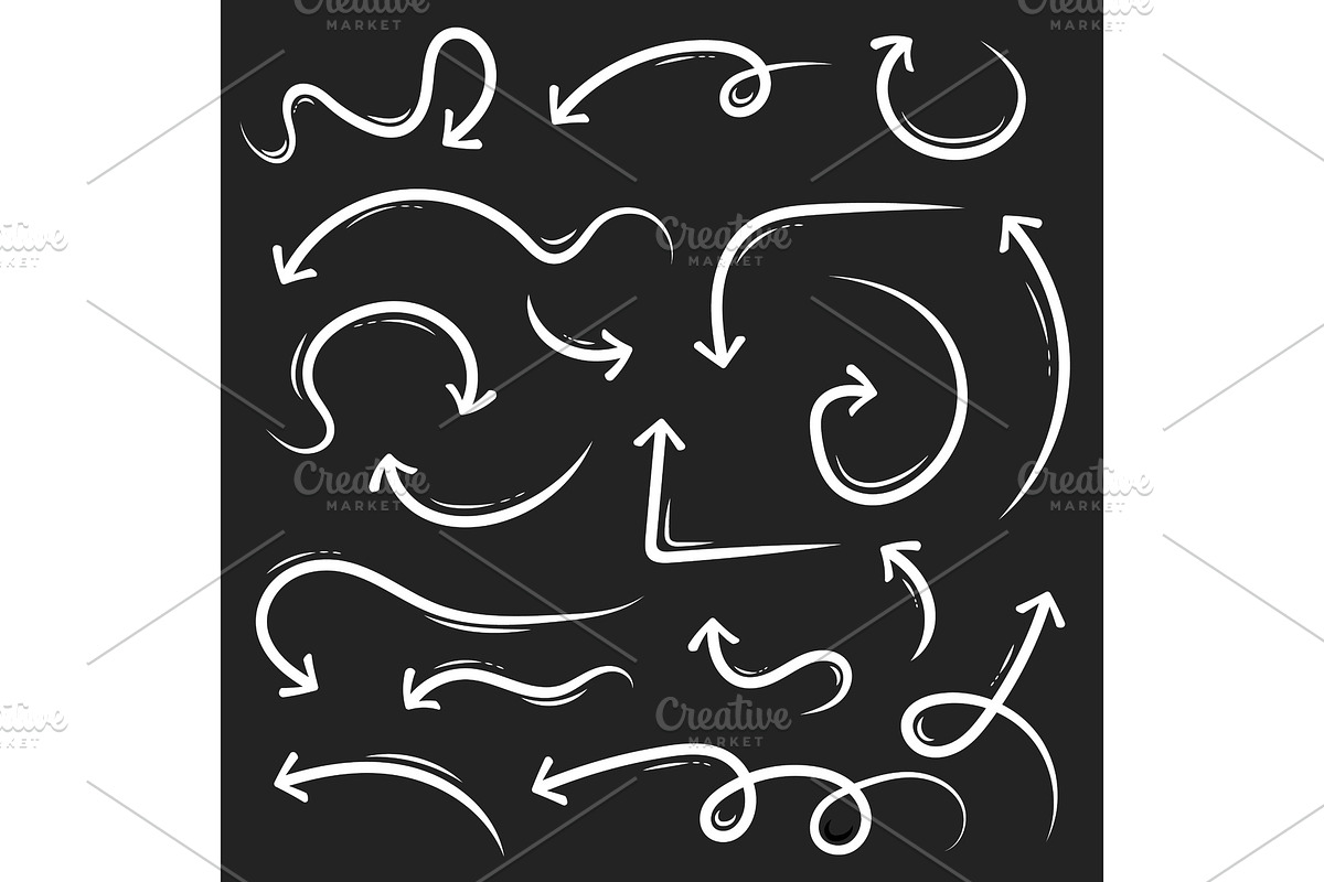 Black hand drawn arrows doodle set., an Illustration by HAPPY VECTOR ...
