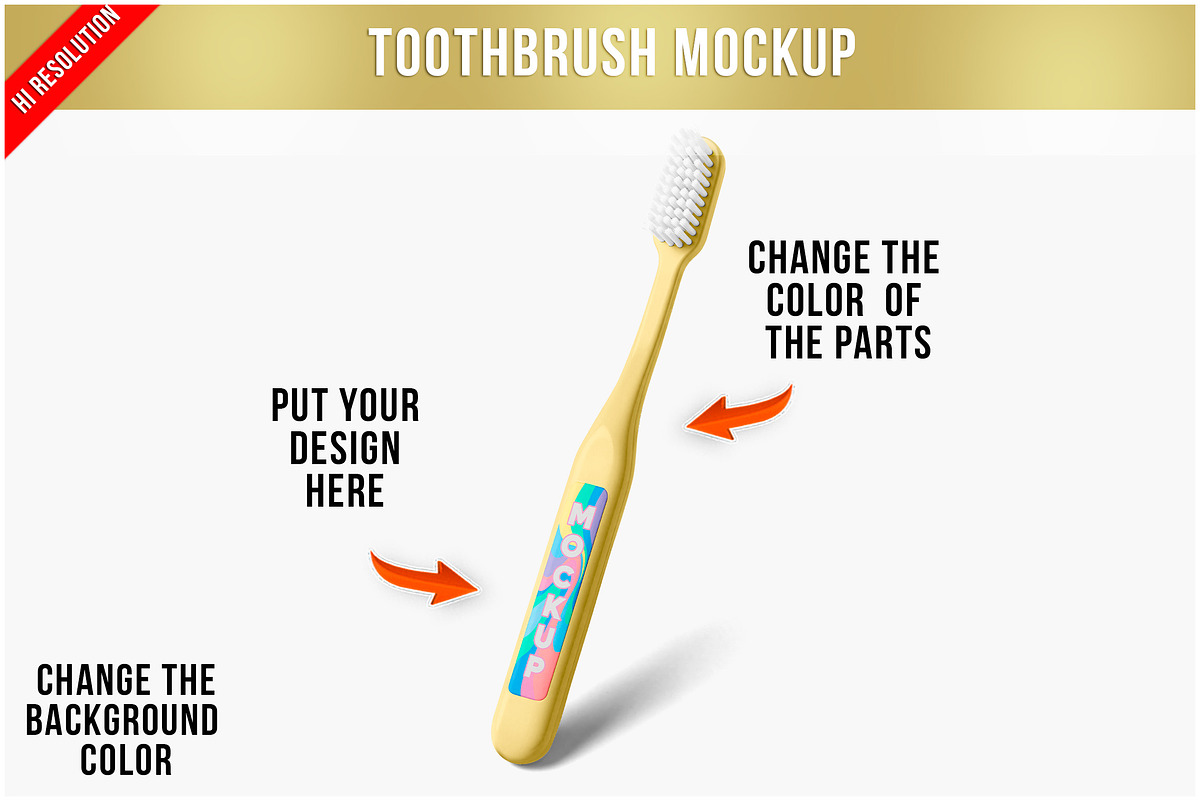 Toothbrush Mockup PSD, a Product Mockup by Bruno's Shop (Photo 1 of 4)