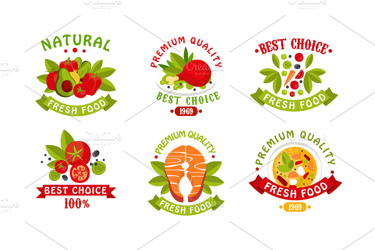 Natural Fresh Food Logo Collection, a Food Illustration by TopVectors