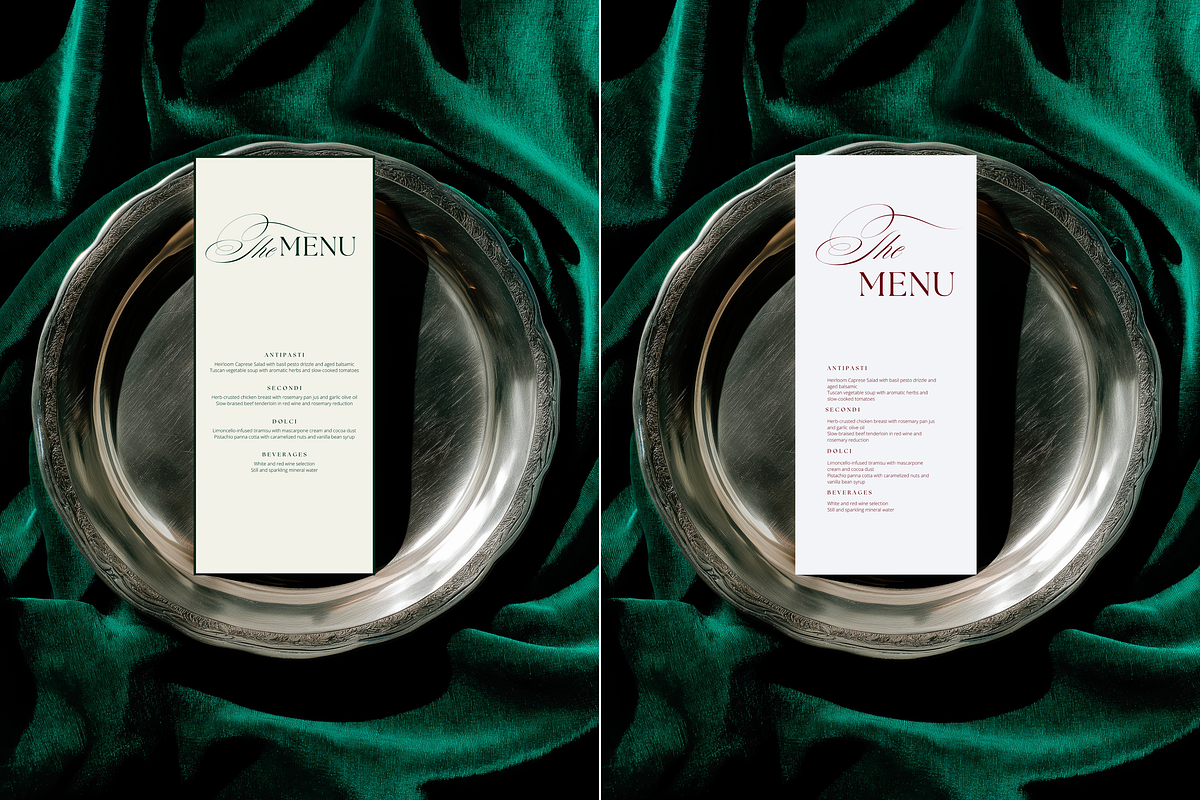 Vintage Green Velvet Menu Mockup, a Product Mockup by Serenefeeling (Photo 2 of 6)