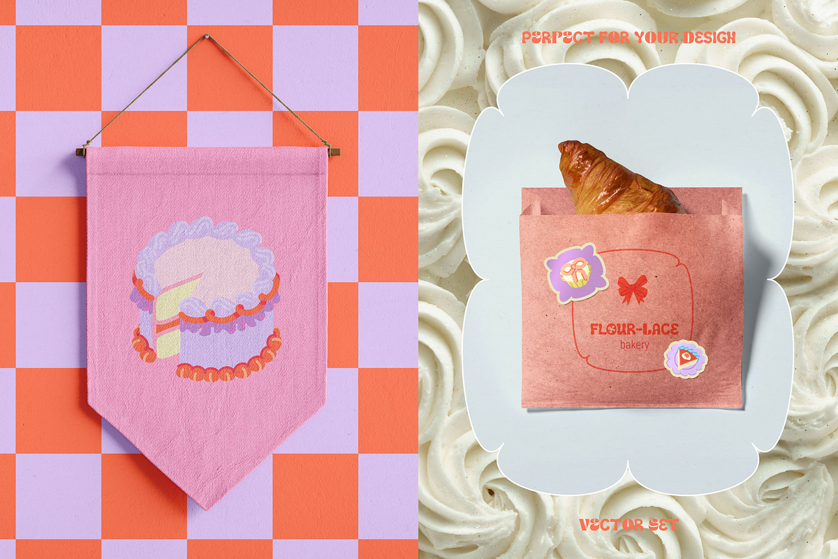 Vintage cakes, bows + BONUS patterns, a Food Illustration by My.Ordinarty (Photo 4 of 11)