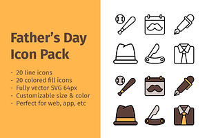40 Fathers Day Icon Pack, a Duotone Icon by Bilicube Studio