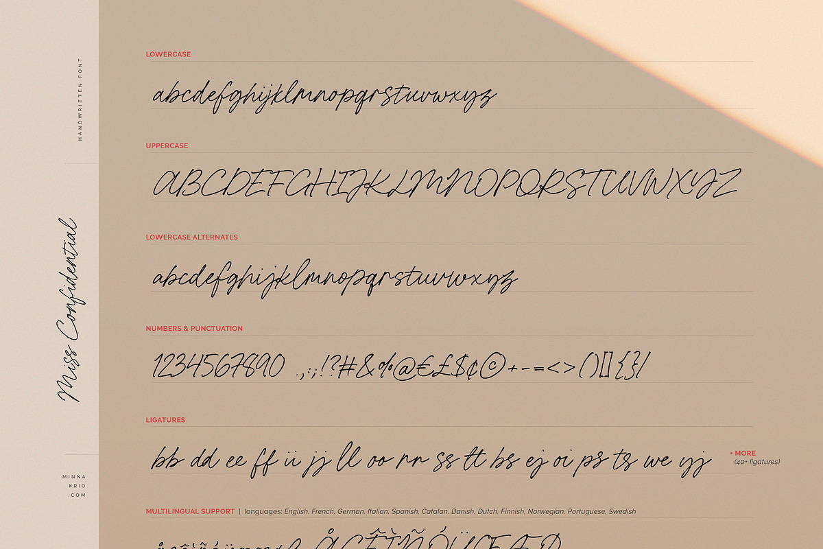 Miss Confidential handwritten font, a Handwritten Font by Minna Kaario (Photo 11 of 13)