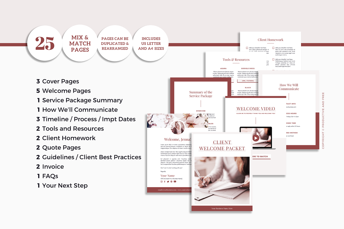 Client Experience Welcome Packet, a Magazine Template by ProductiveandFree