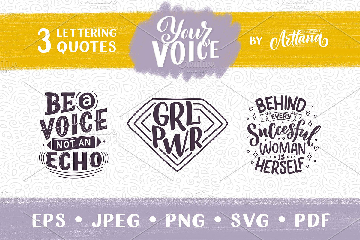 Woman Voice Lettering Quotes, a Decorative Illustration by Artlana (Photo 1 of 3)
