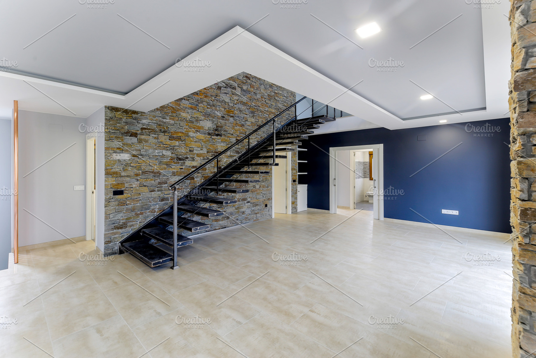Interior modern empty house featuring beautiful, domestic, and door, an ...