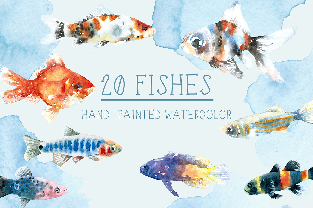 Aquarium Fishes Watercolor Clipart, an Animal Illustration by Catherine Wheel (Photo 6 of 10)