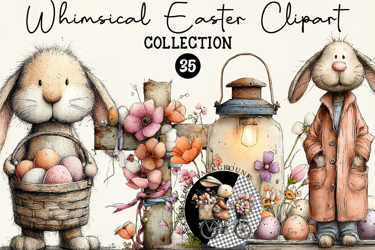 Whimsical Easter Clipart, an Illustration by DreamCafeArt (Photo 1 of 6)