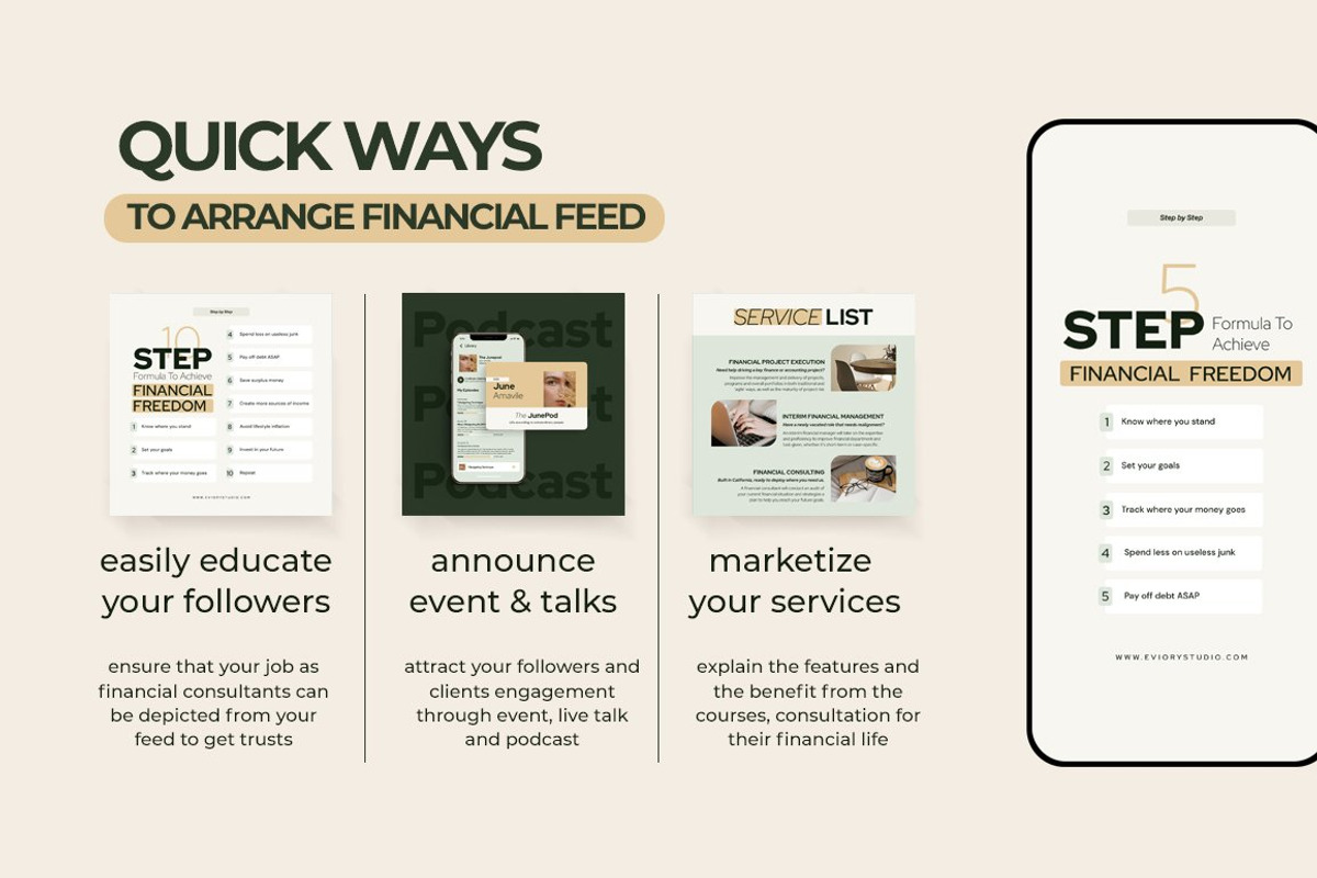 Financial Instagram Creator CANVA PS, a Social Media Template by Eviory (Photo 3 of 34)