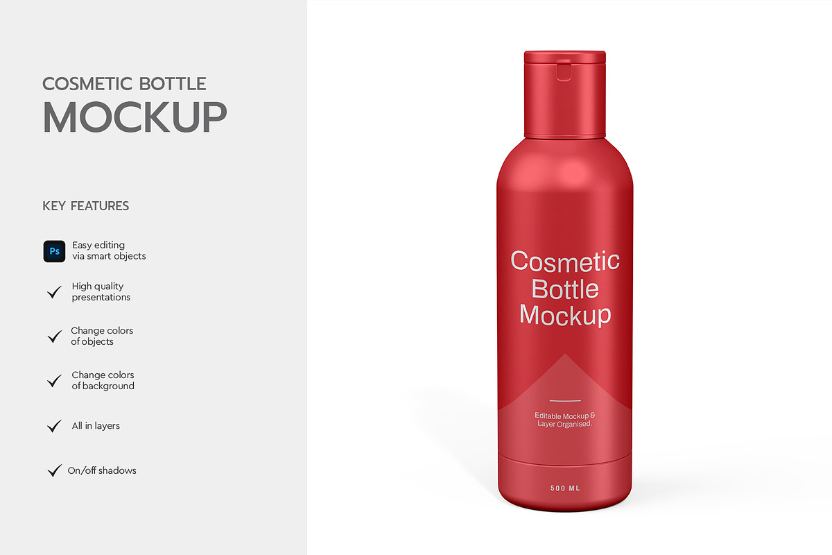 Red Cosmetic Bottle Mockup, a Product Mockup by graphypix (Photo 2 of 4)