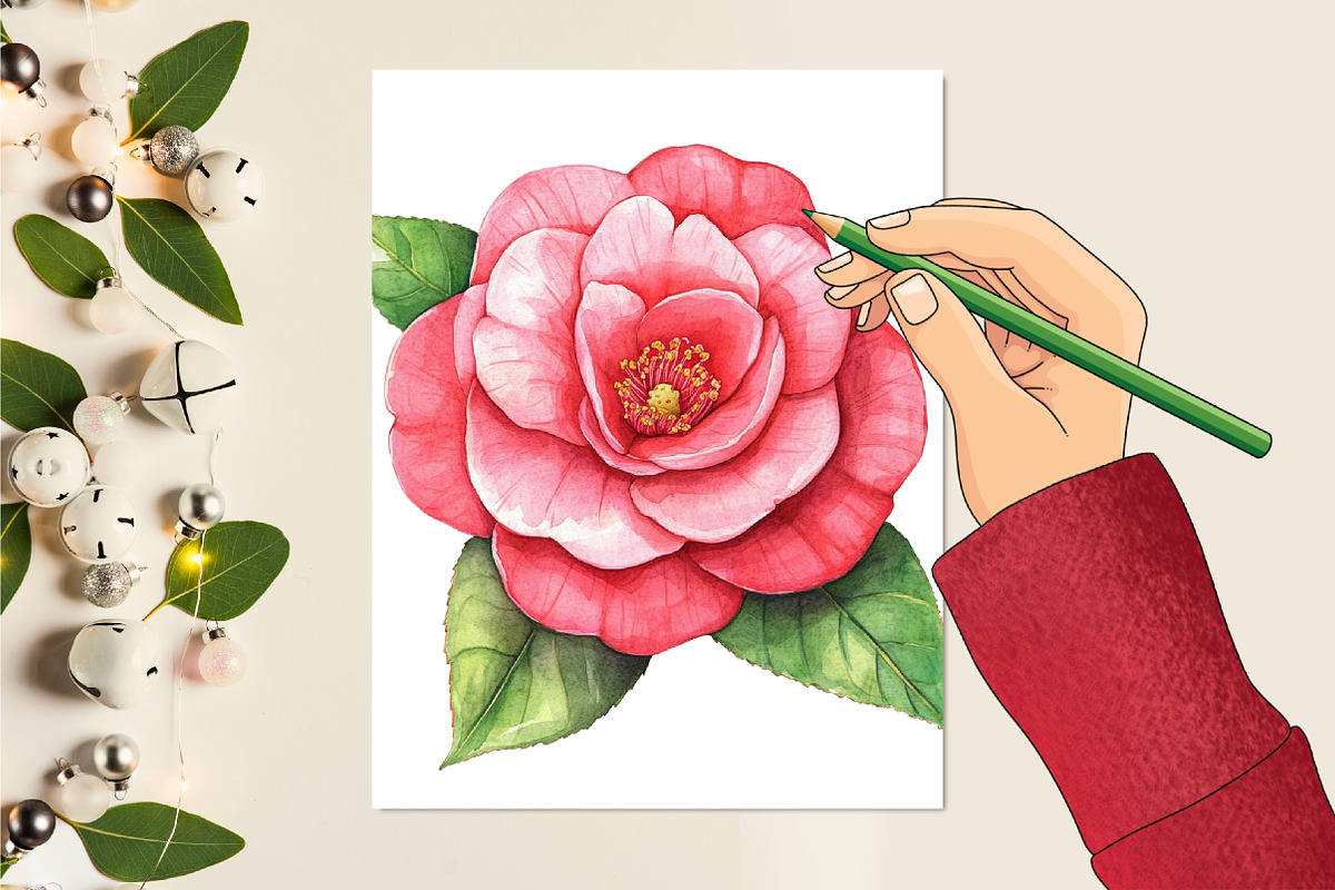 Camellia Flower Bloom Clipart, an Illustration by Rose Art (Photo 5 of 6)