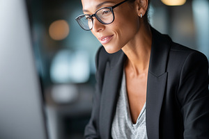 Professional woman working on a desk, a Business Photo by MistyDay