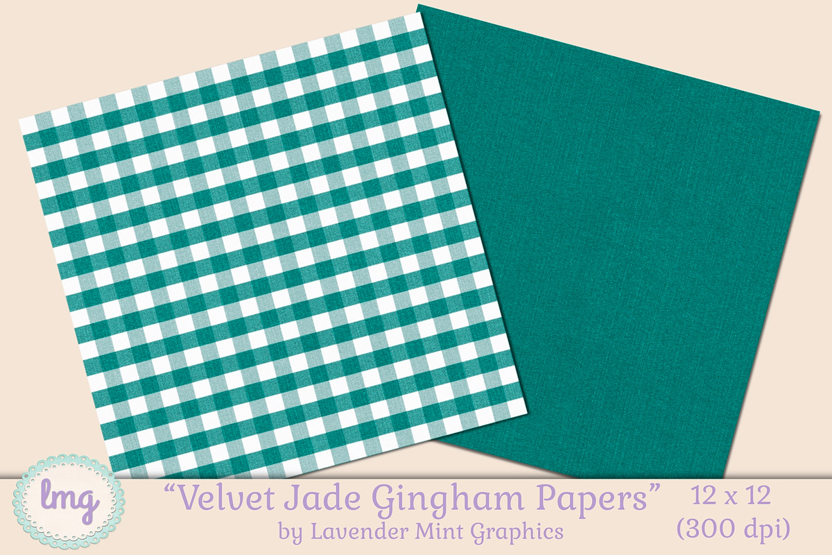 Velvet Jade Gingham Papers, a Pattern Graphic by Lavender Mint Graphics (Photo 2 of 7)