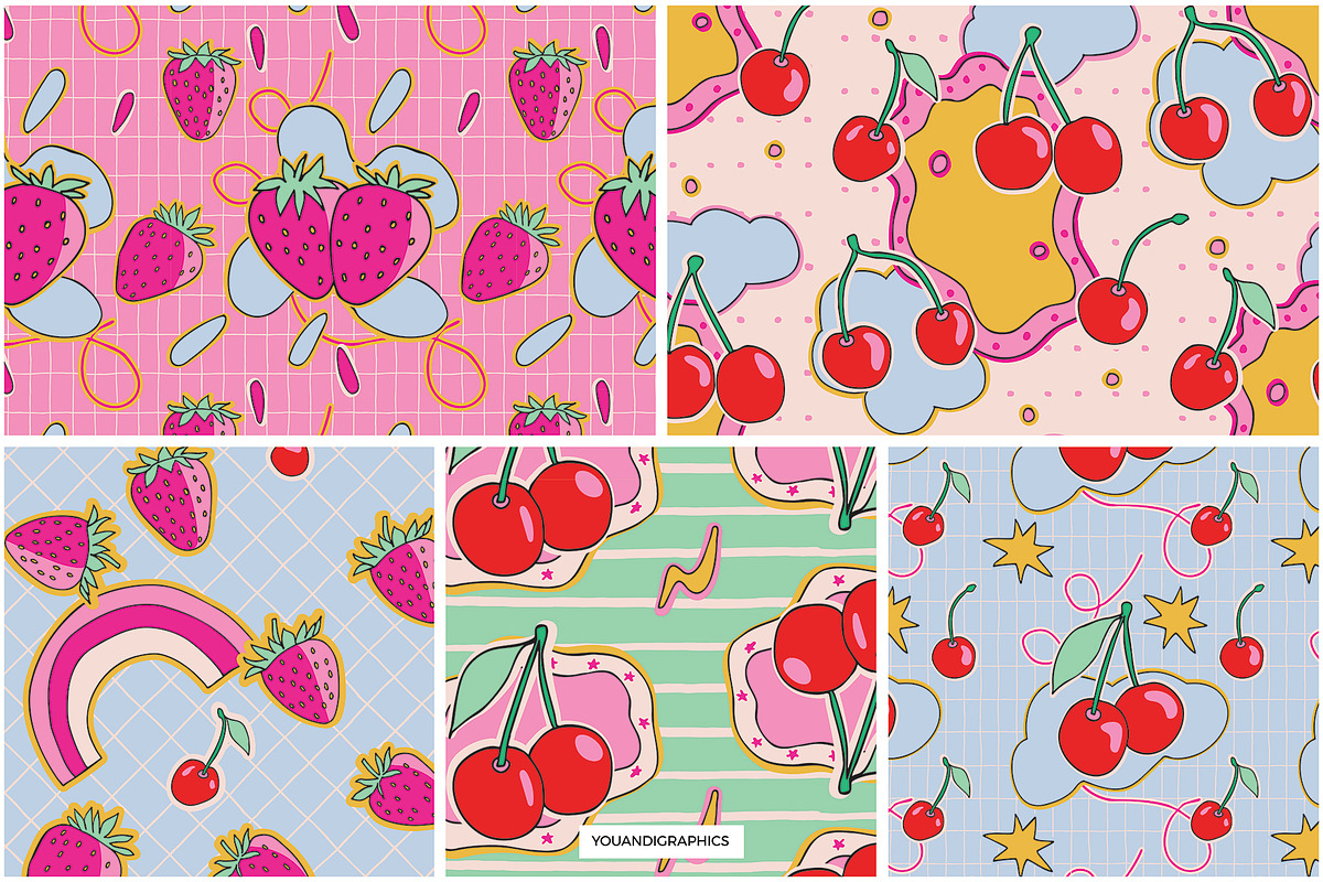 Strawberries & Cherries Graphics Set, a Graphic by Youandigraphics (Photo 12 of 15)