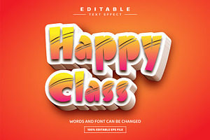 Happy Class 3D Editable Text Effect