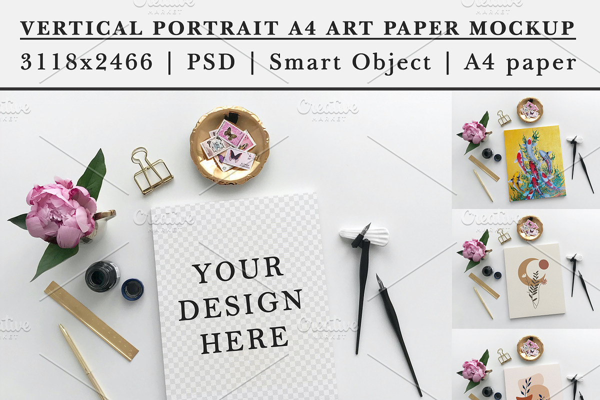 Vertical A4 Art Paper Mockup | PSD, a Print Template by Nurlan's shop (Photo 1 of 4)