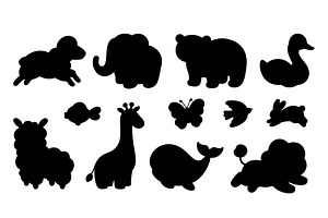 Animal black silhouettes. Isolated, an Animal Illustration by LadadikArt