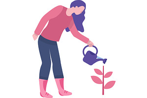 Woman watering sprout care of plant, an Object Illustration by vectorpointstudio