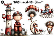 Watercolor Aviator Clipart, a Seasonal Illustration by CreationArt (Thumbnail 1 of 5)