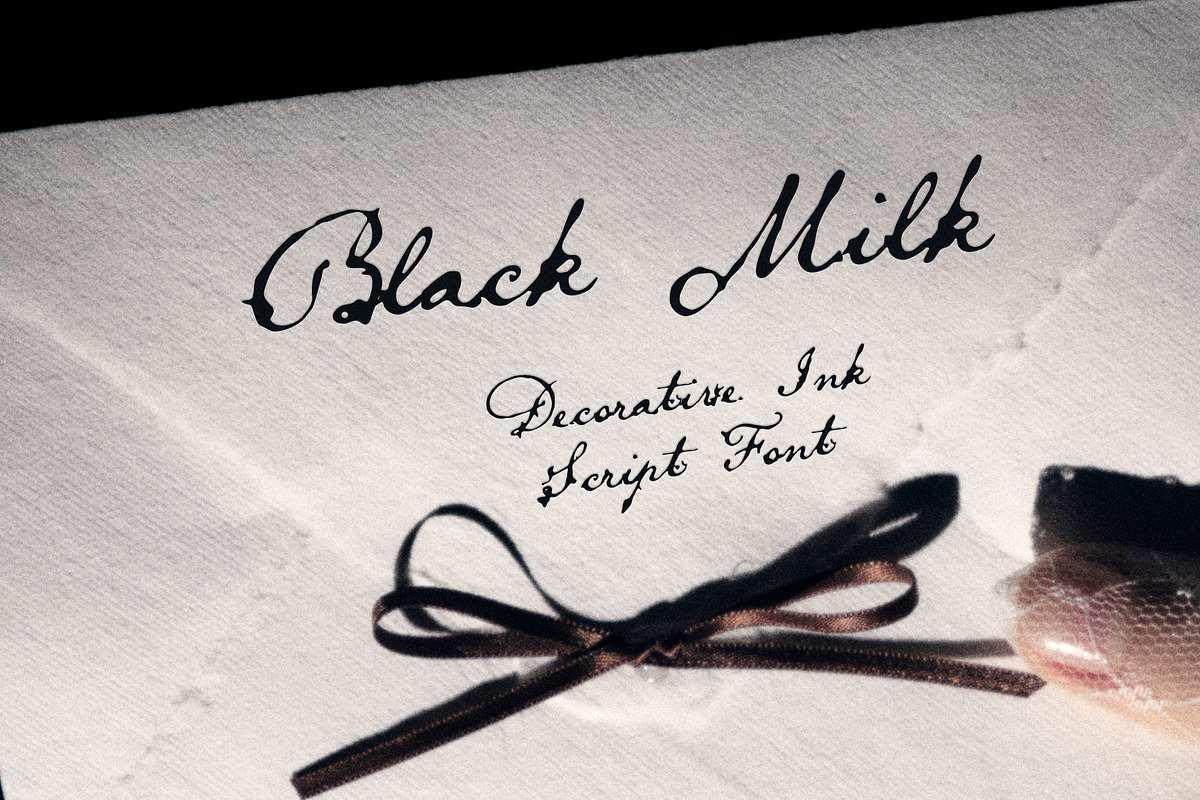 Black Milk: Decorative Ink Script, a Script Font by Mneme (Photo 11 of 11)
