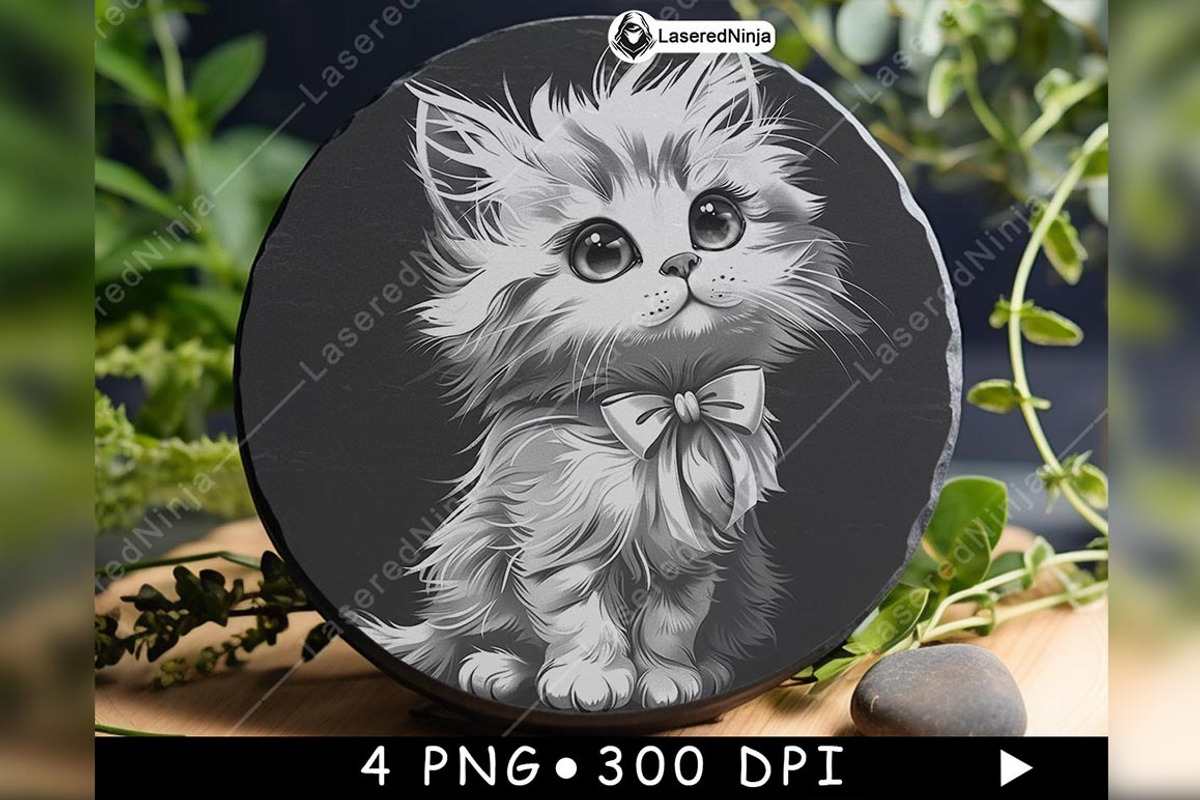 Cute Cat Fluffy Kitten Ribbon Bow, a Background Graphic by LaseredNinja (Photo 4 of 7)