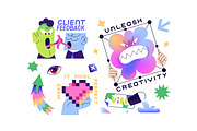 Graphic or web design sticker pack, a Decorative Illustration by PaperTrident (Thumbnail 3 of 4)